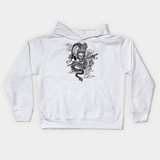 Black and White Chinese Dragon Kids Hoodie